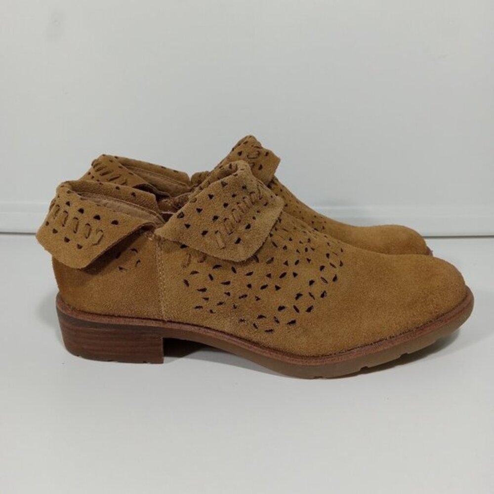 SOFFT Bristow Chambray Ankle Boots Preforated Suede Carmel Tan Brown Size 8